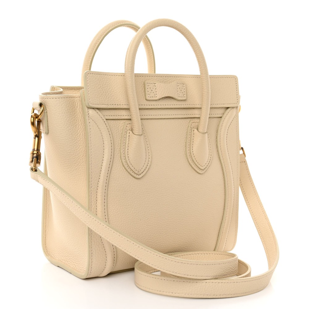 Drummed Calfskin Nano Luggage Ivory