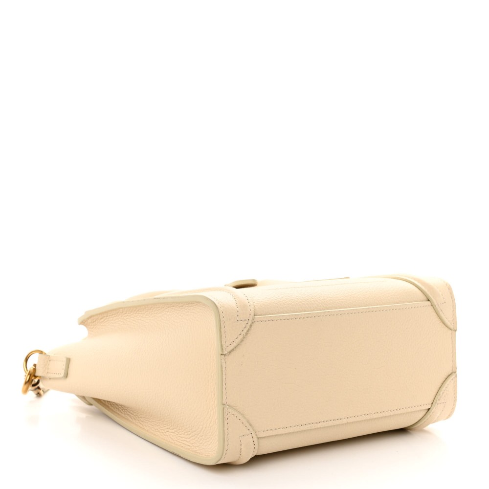 Drummed Calfskin Nano Luggage Ivory