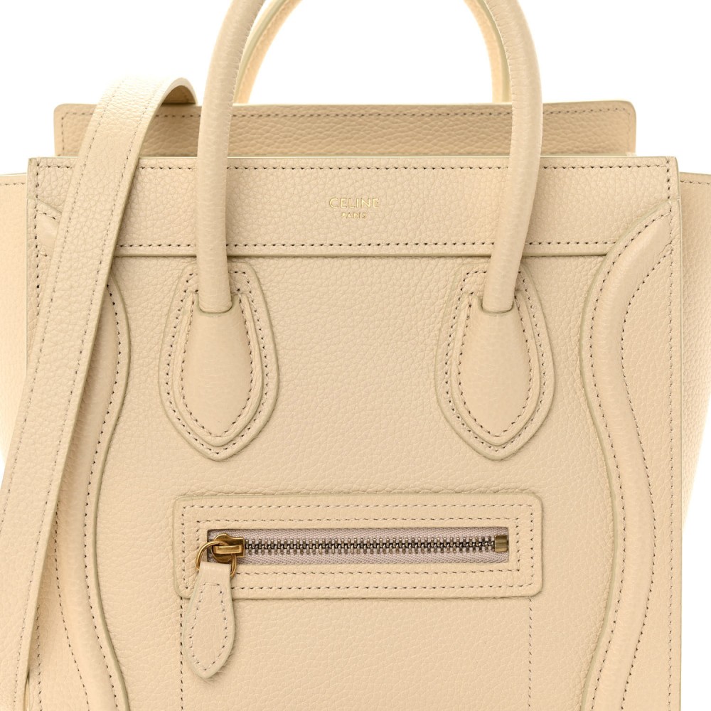 Drummed Calfskin Nano Luggage Ivory