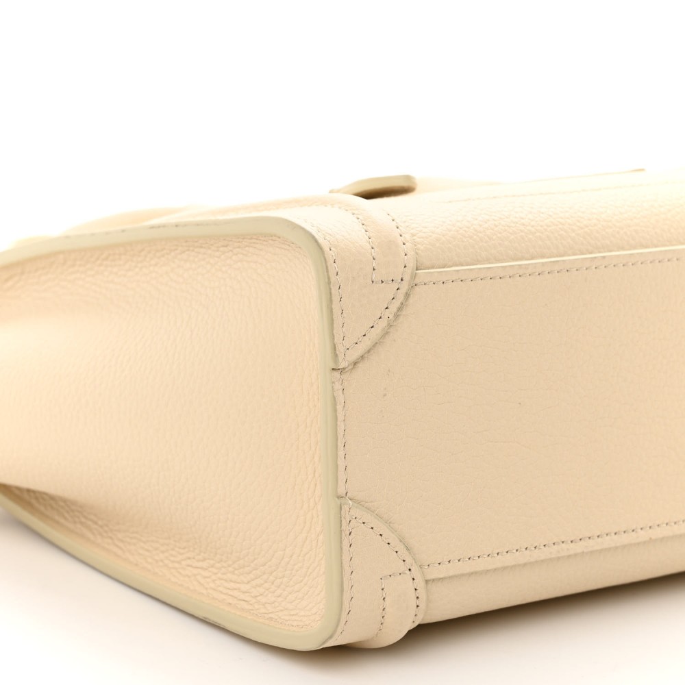 Drummed Calfskin Nano Luggage Ivory