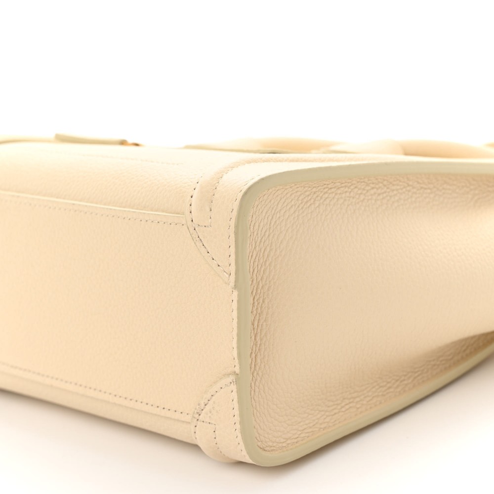 Drummed Calfskin Nano Luggage Ivory