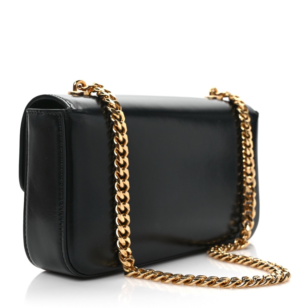 Shiny Calfskin Triomphe Chain Shoulder Bag Black