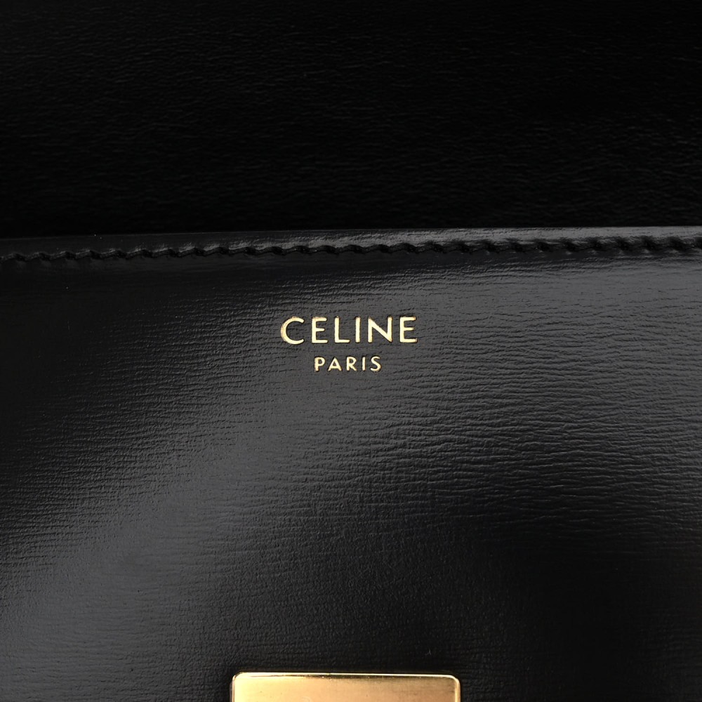 Shiny Calfskin Triomphe Shoulder Bag Black