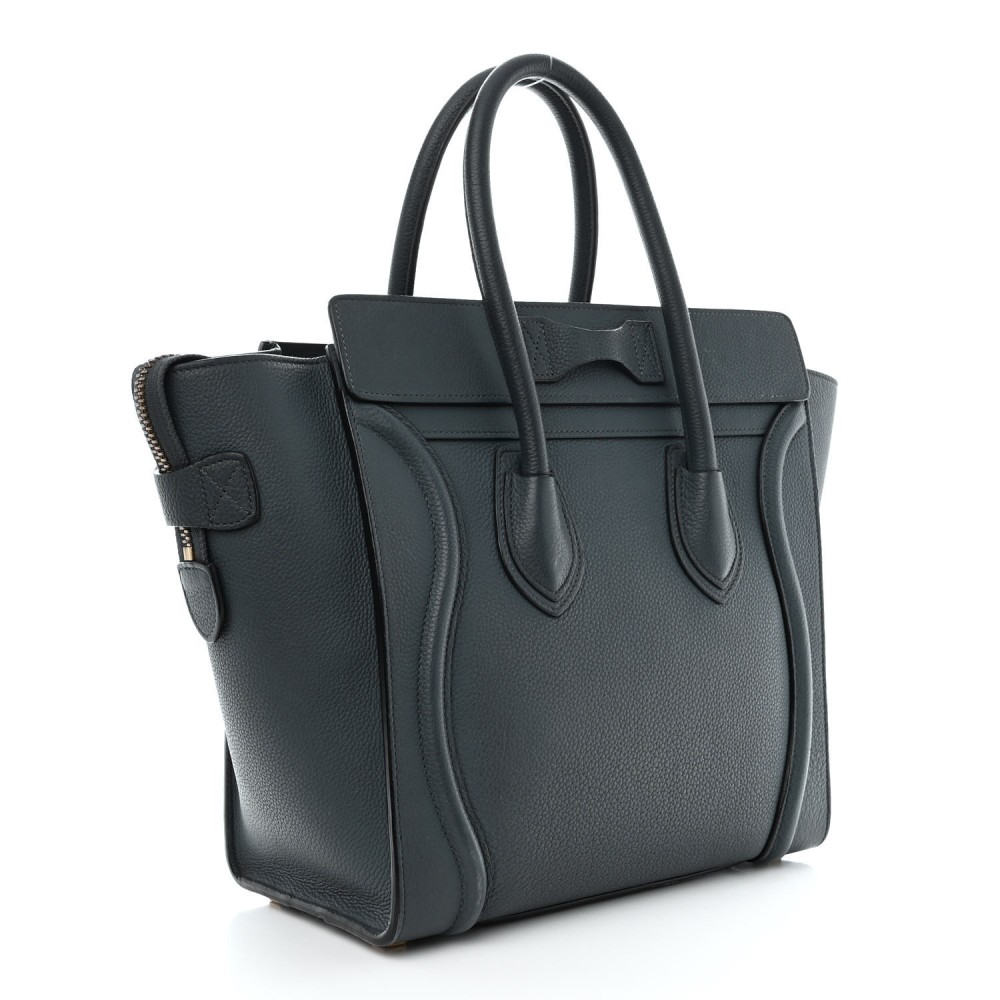 Drummed Calfskin Micro Luggage Petrol