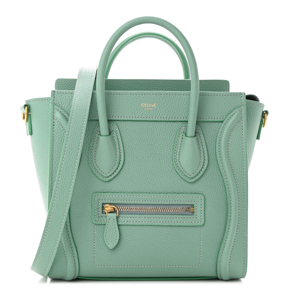 Drummed Calfskin Nano Luggage Ice Mint