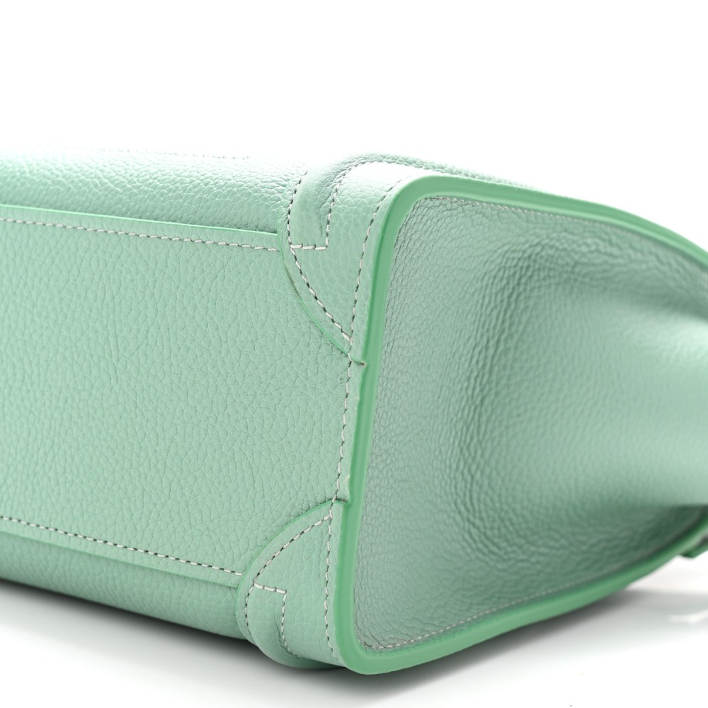 Drummed Calfskin Nano Luggage Ice Mint