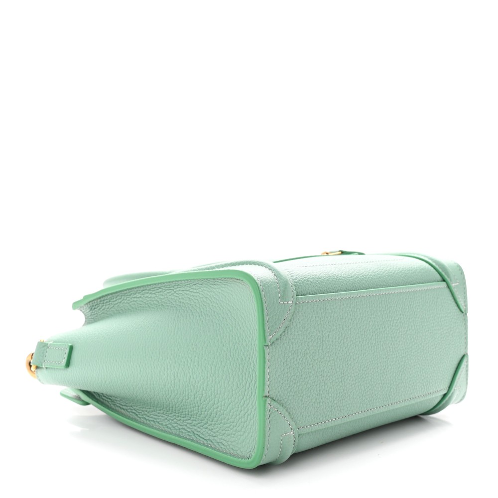 Drummed Calfskin Nano Luggage Ice Mint