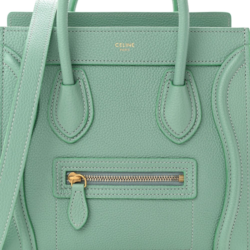 Drummed Calfskin Nano Luggage Ice Mint