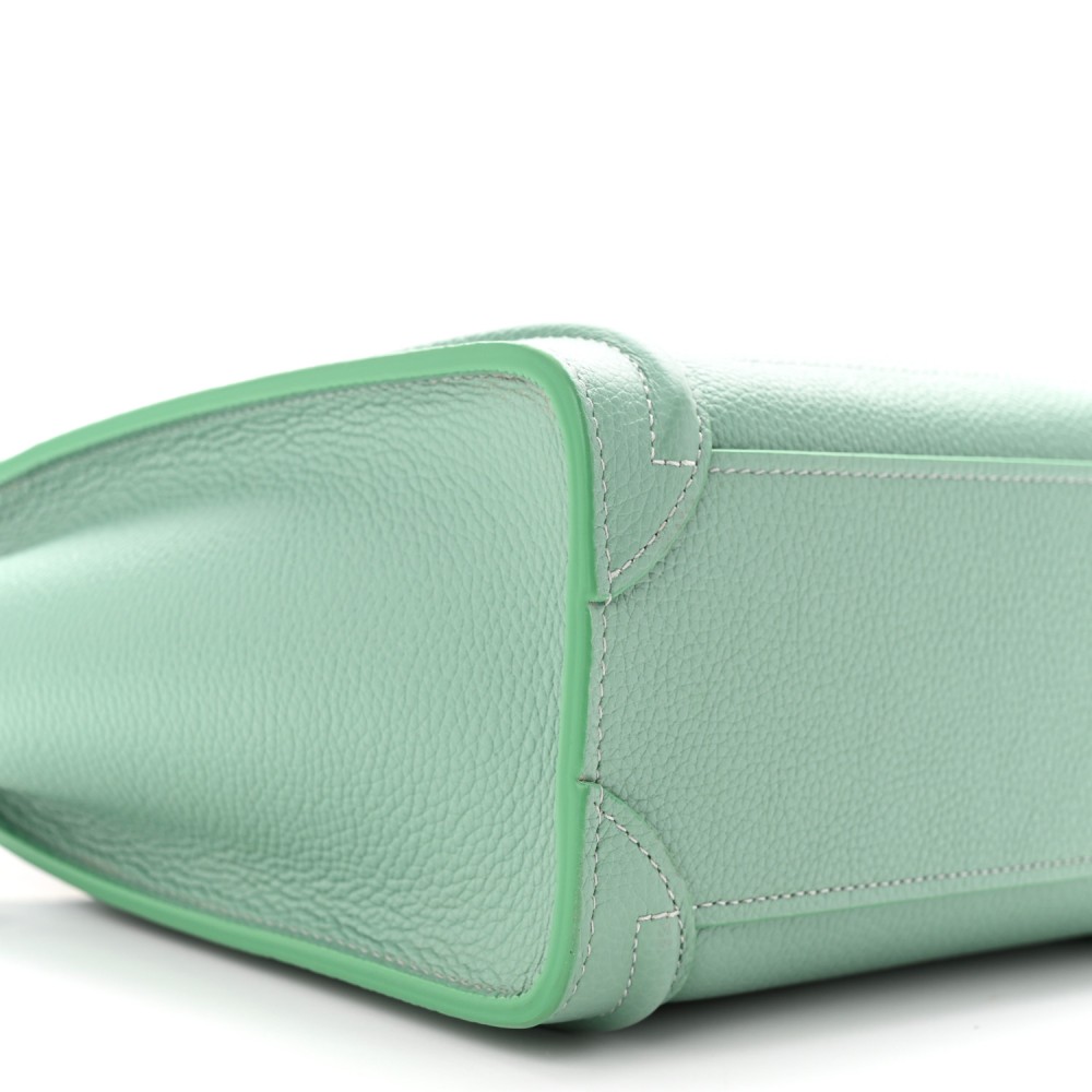 Drummed Calfskin Nano Luggage Ice Mint