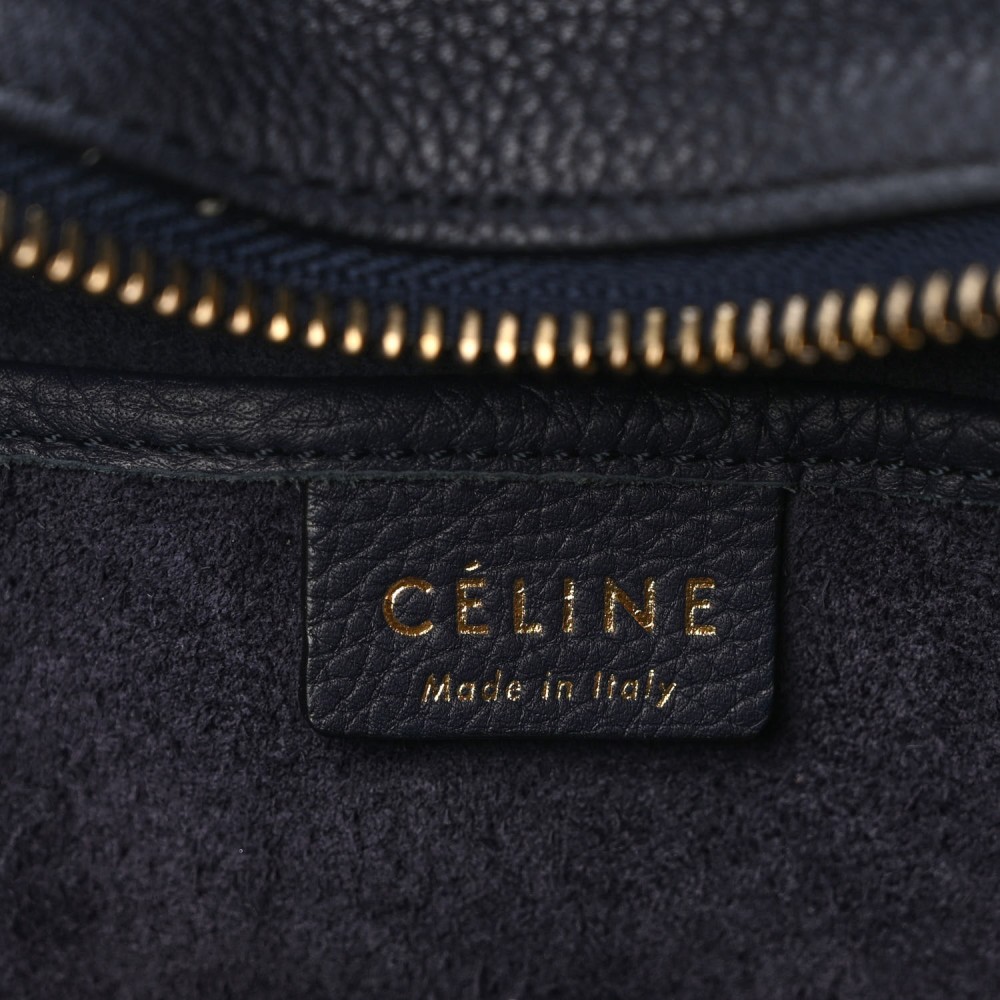 Drummed Calfskin Nano Luggage Navy Blue