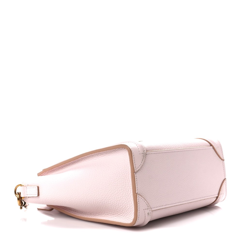 Drummed Calfskin Nano Luggage Pale Pink