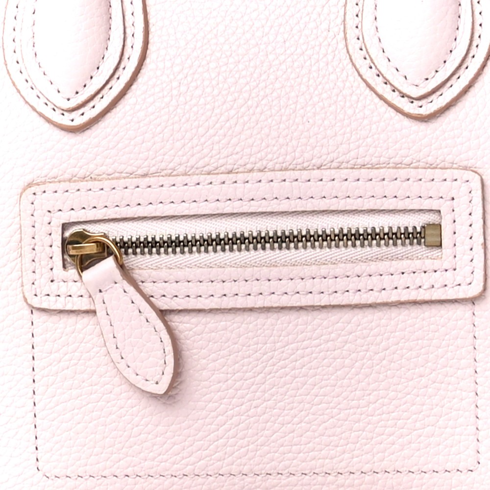 Drummed Calfskin Nano Luggage Pale Pink