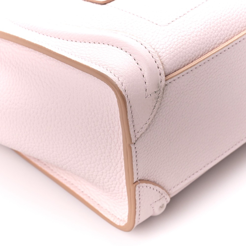 Drummed Calfskin Nano Luggage Pale Pink