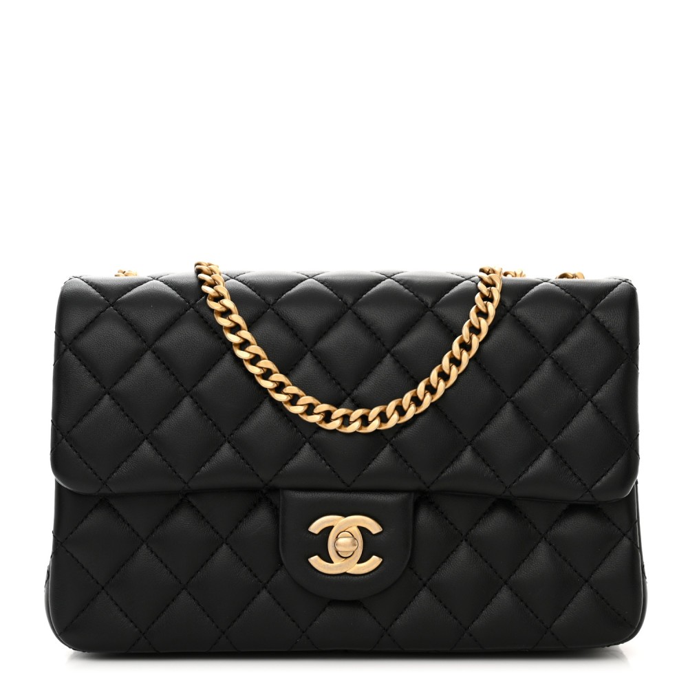 Lambskin Quilted Small Sweet Camellia Flap Black