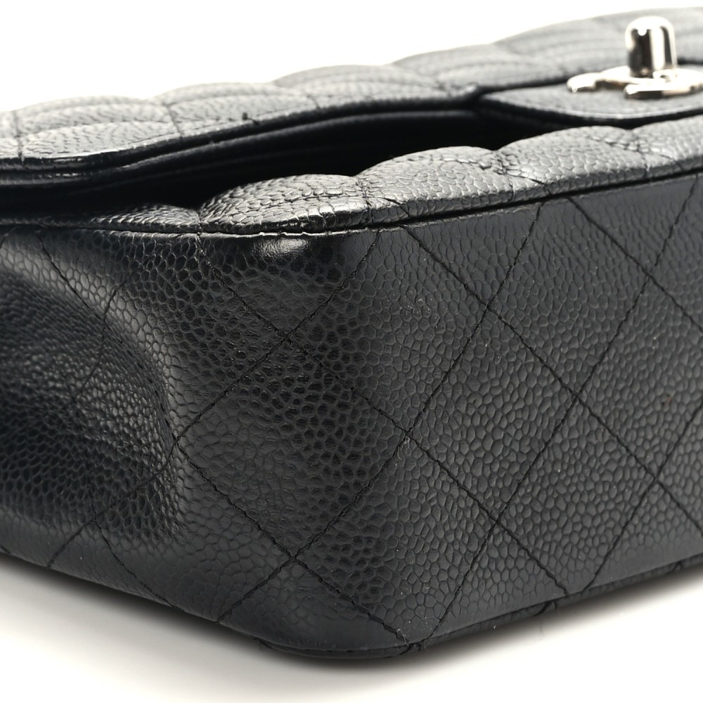 Caviar Quilted Medium Double Flap Black