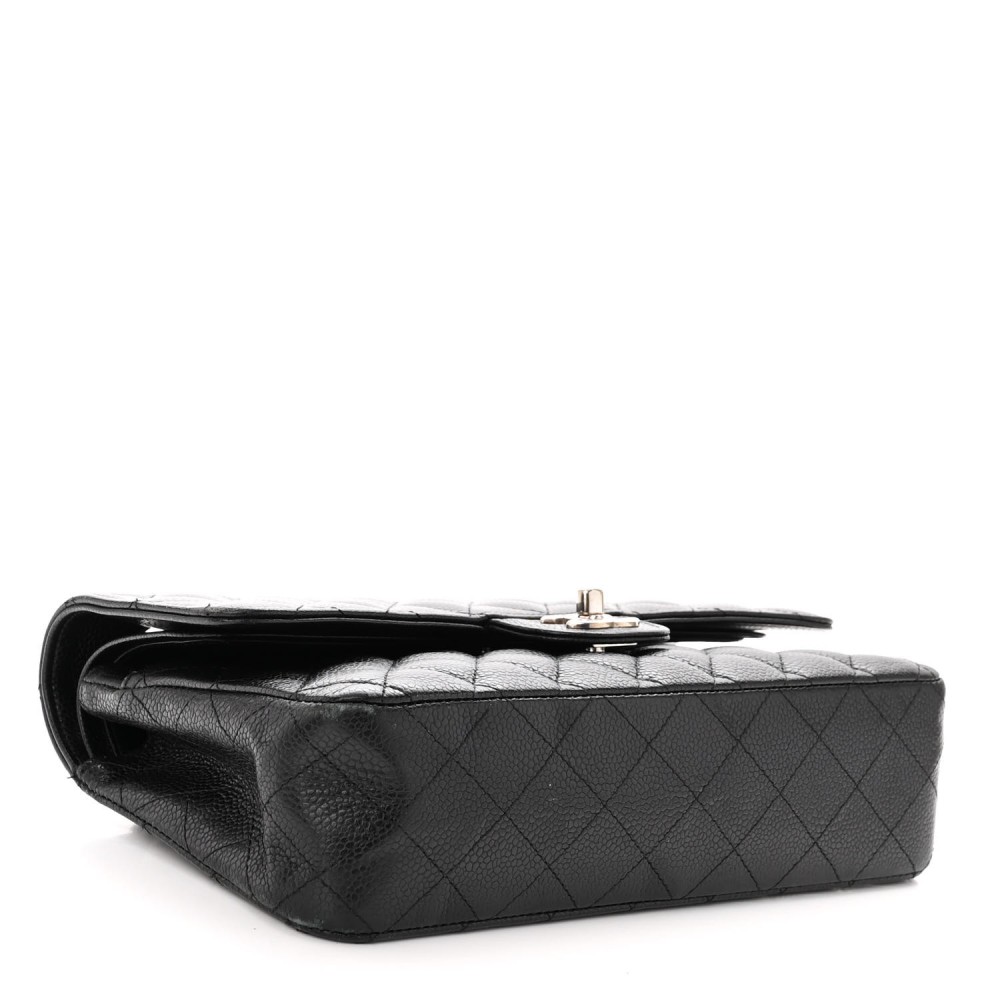 Caviar Quilted Medium Double Flap Black