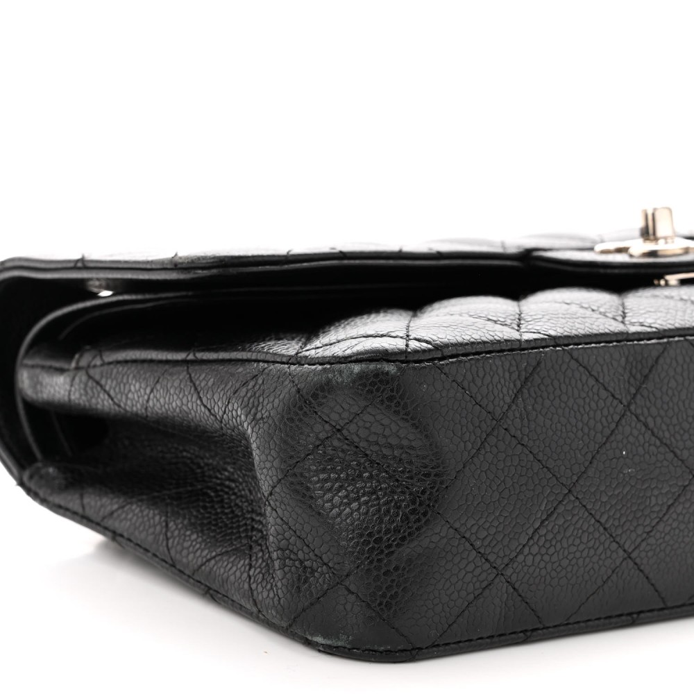 Caviar Quilted Medium Double Flap Black