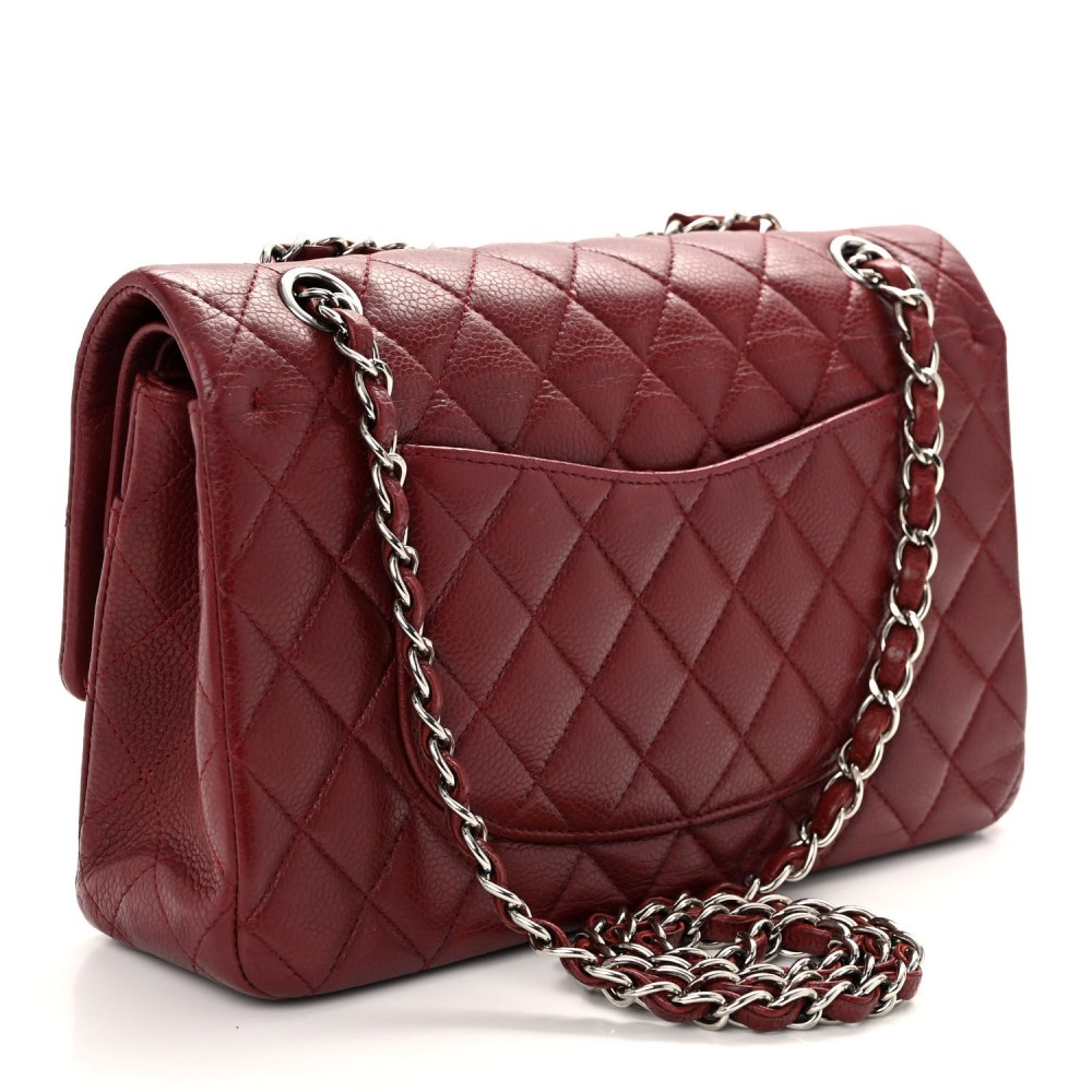 Caviar Quilted Medium Double Flap Dark Red Sold Out