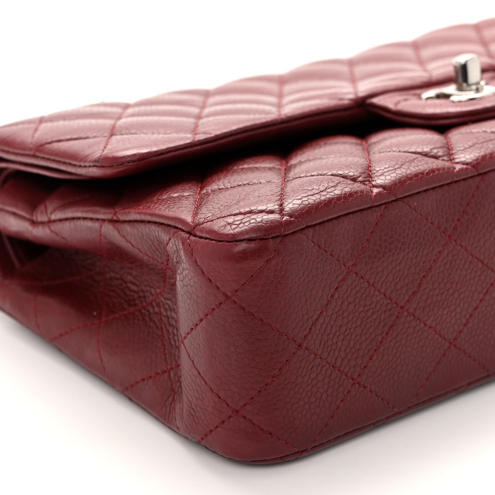 Caviar Quilted Medium Double Flap Dark Red Sold Out