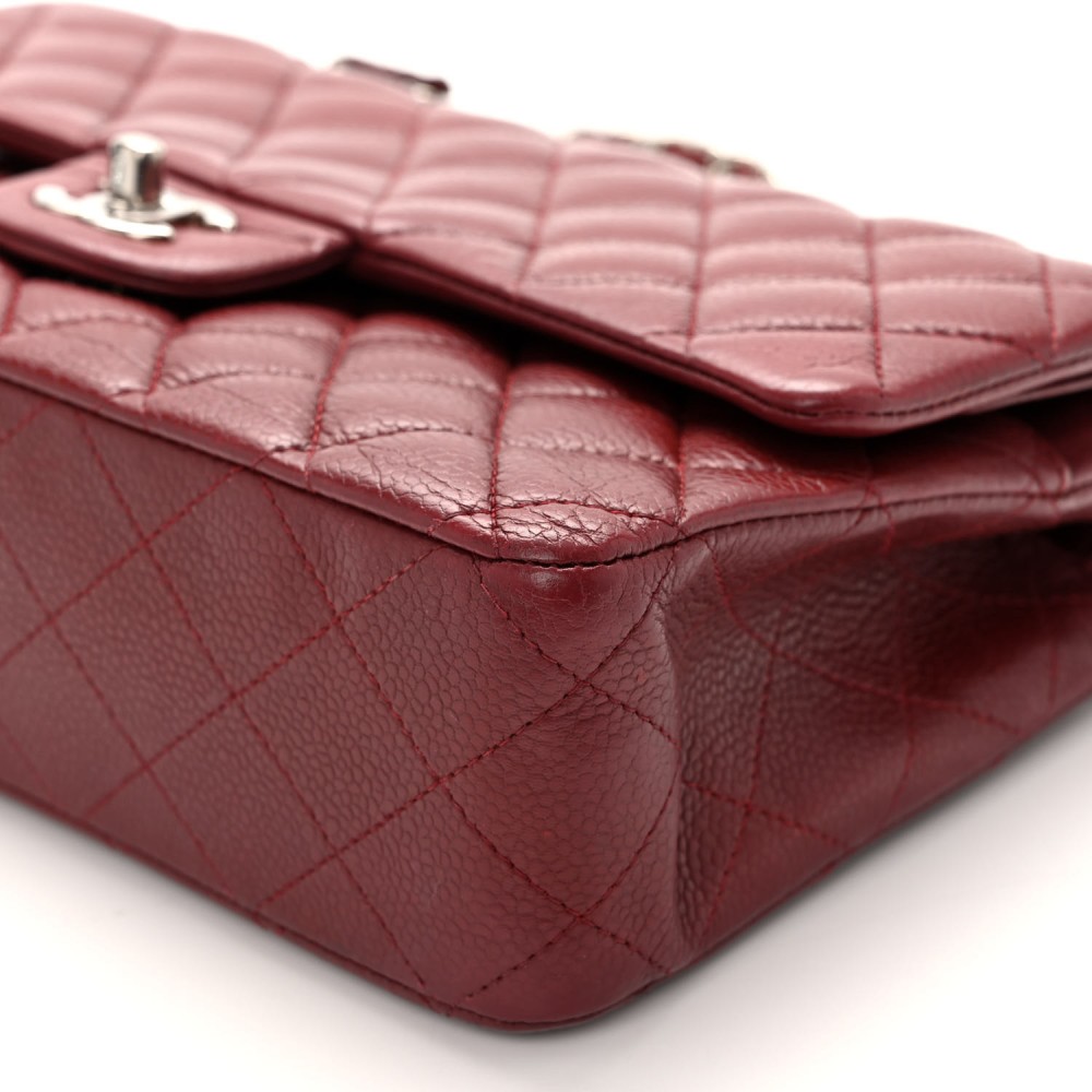 Caviar Quilted Medium Double Flap Dark Red Sold Out