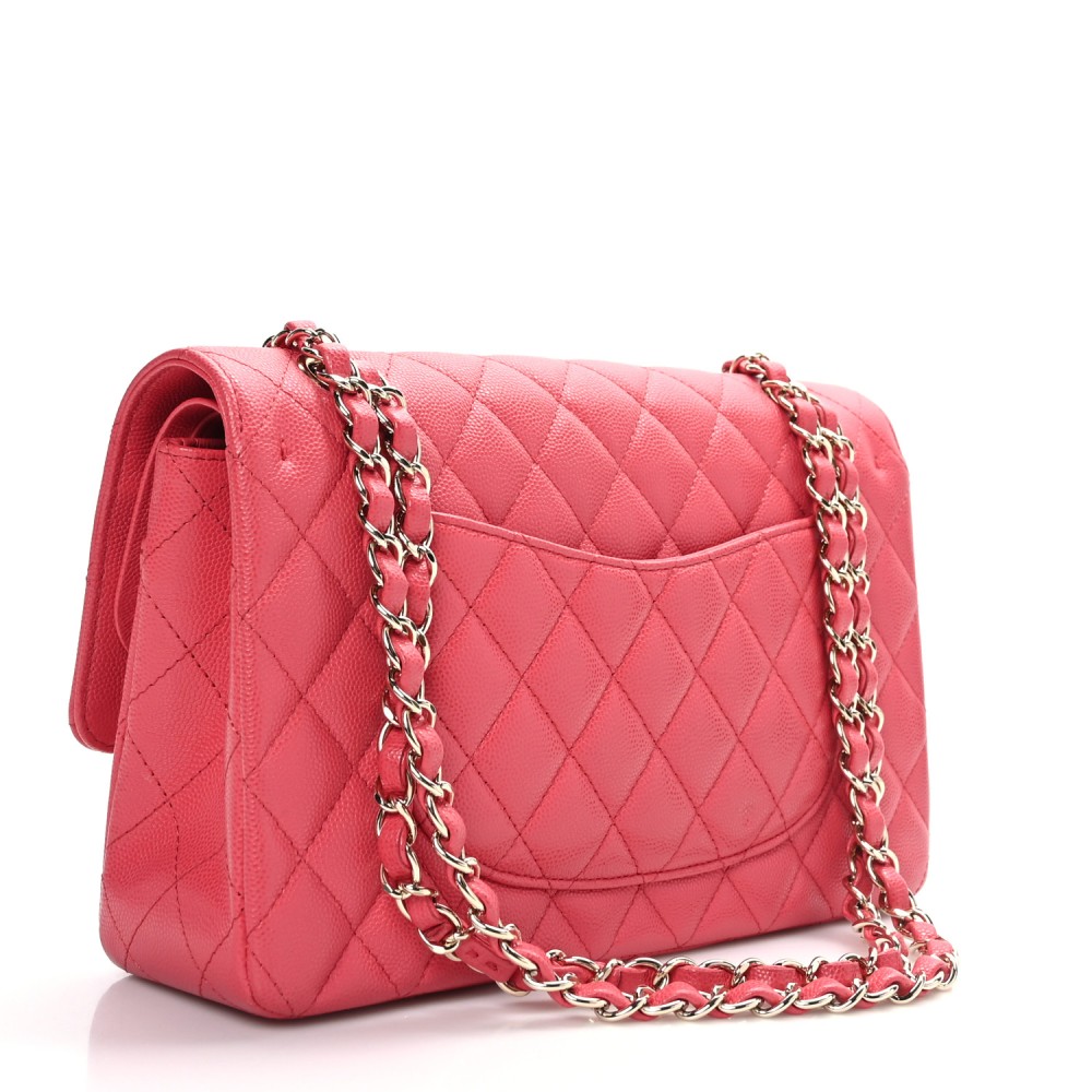 Caviar Quilted Medium Double Flap Dark Pink