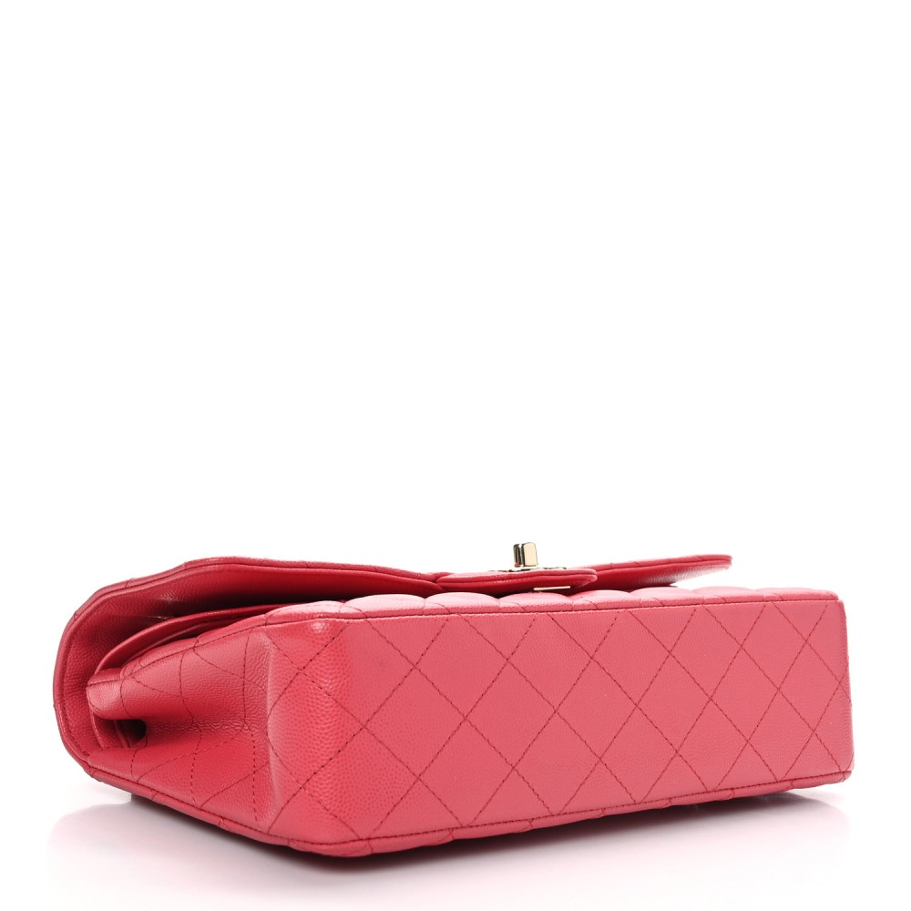 Caviar Quilted Medium Double Flap Dark Pink