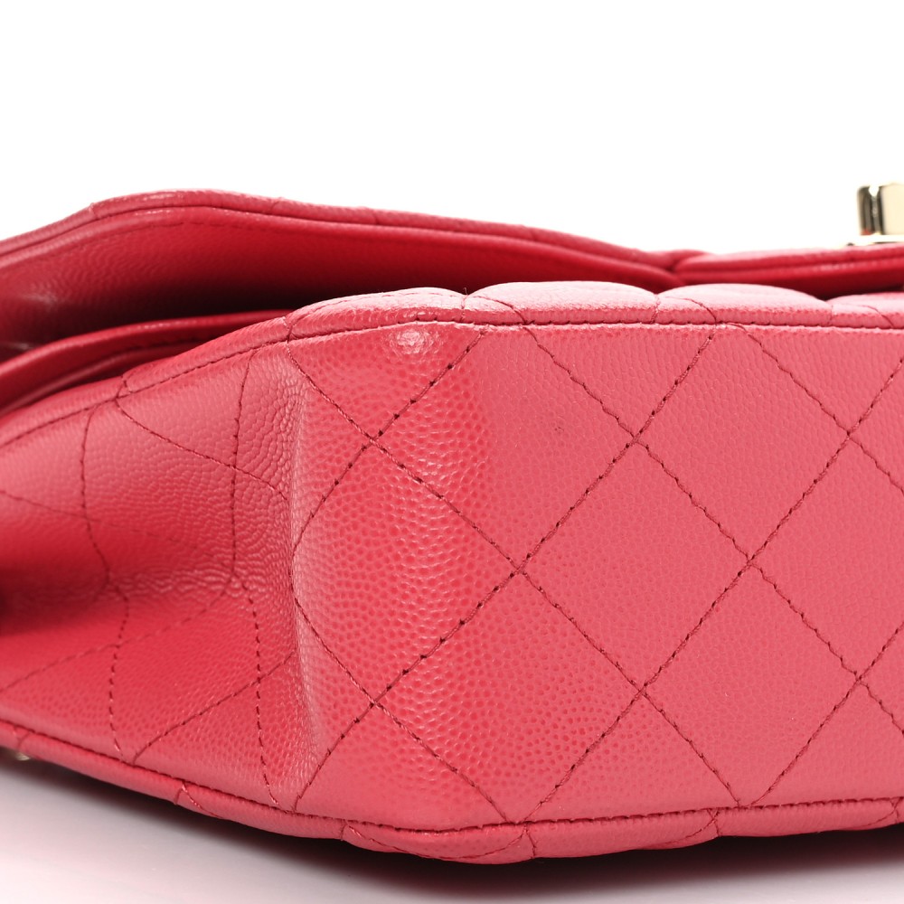 Caviar Quilted Medium Double Flap Dark Pink