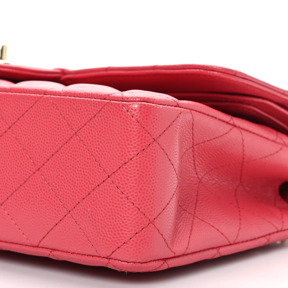 Caviar Quilted Medium Double Flap Dark Pink