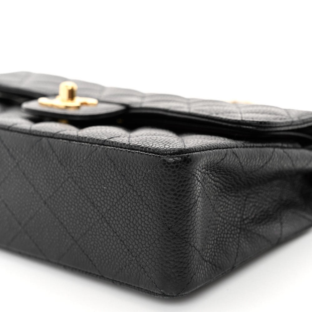 Caviar Quilted Small Double Flap Black