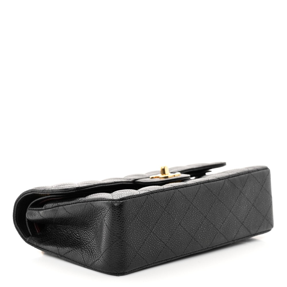 Caviar Quilted Small Double Flap Black