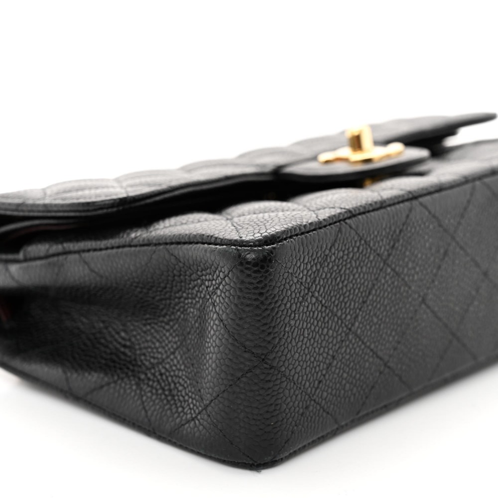 Caviar Quilted Small Double Flap Black