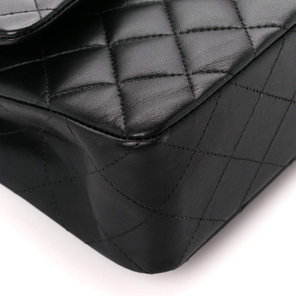 Lambskin Quilted Small Double Flap Black