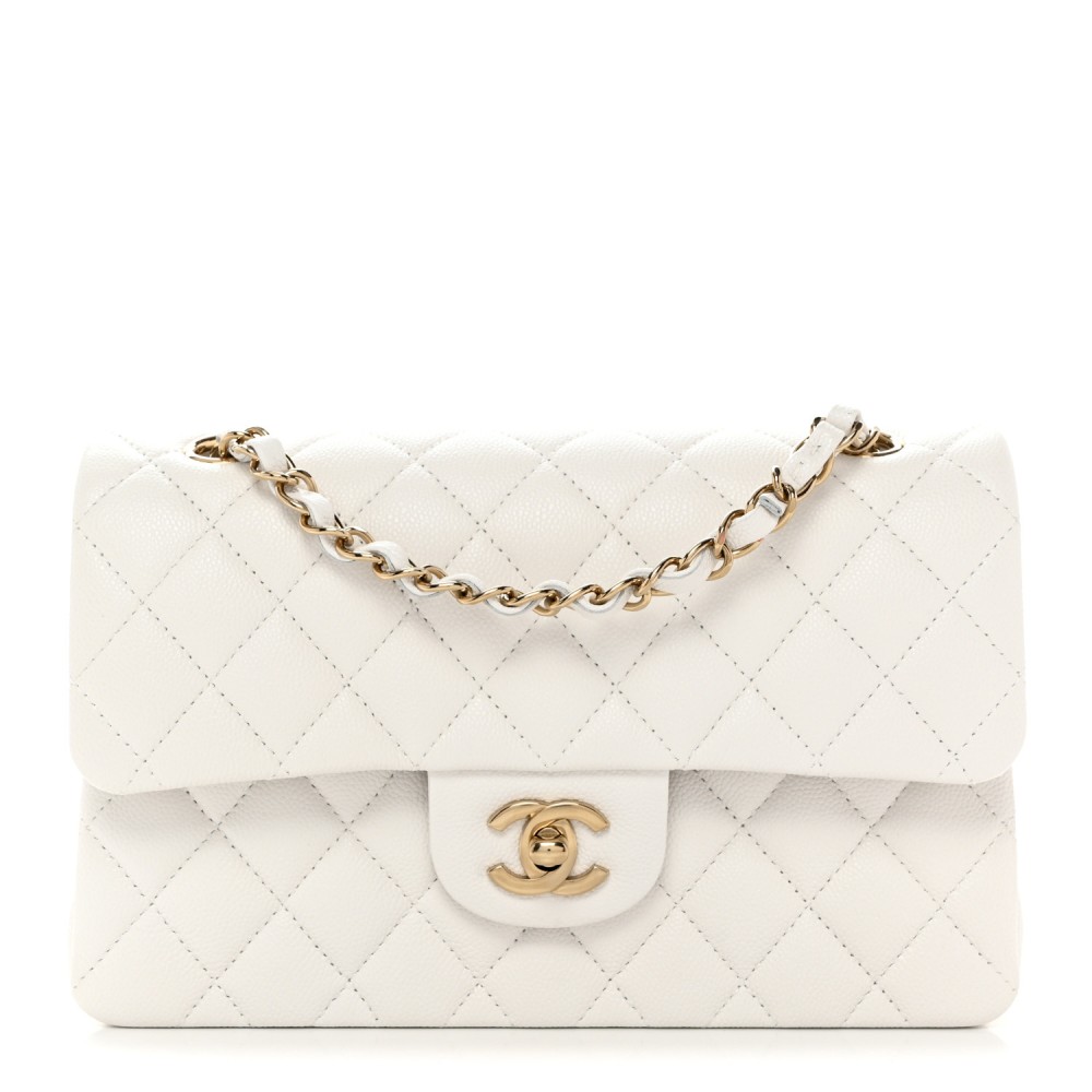 Caviar Quilted Small Double Flap White