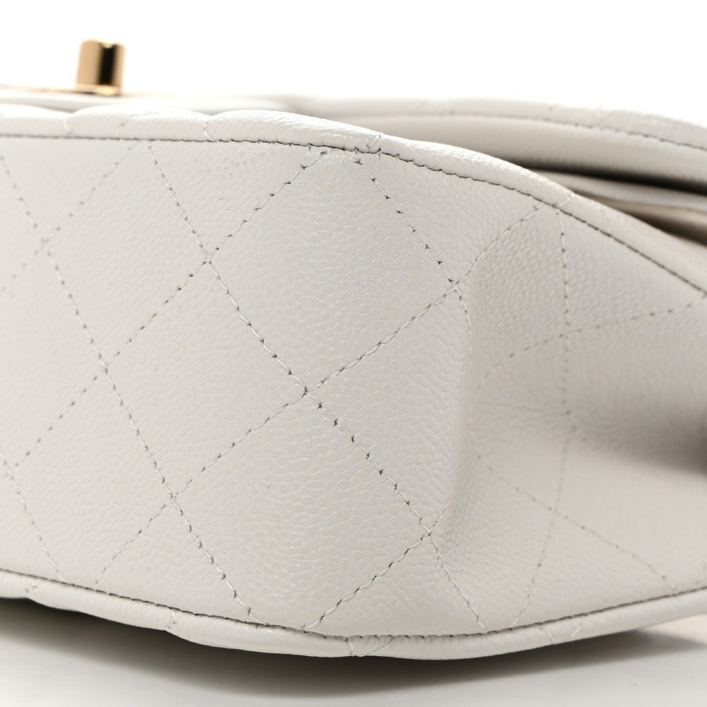 Caviar Quilted Small Double Flap White