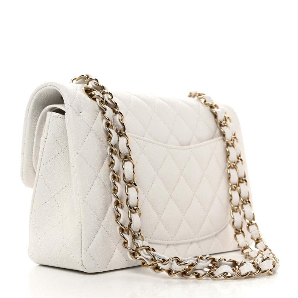 Caviar Quilted Small Double Flap White