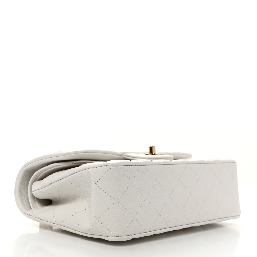 Caviar Quilted Small Double Flap White