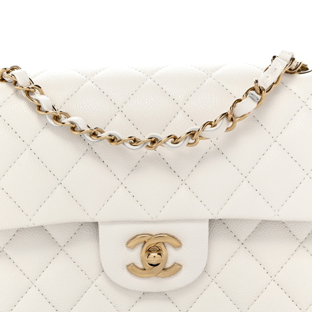 Caviar Quilted Small Double Flap White