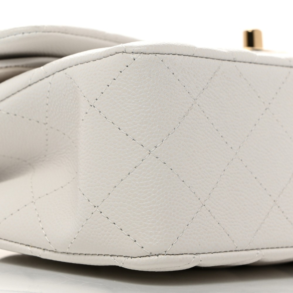 Caviar Quilted Small Double Flap White