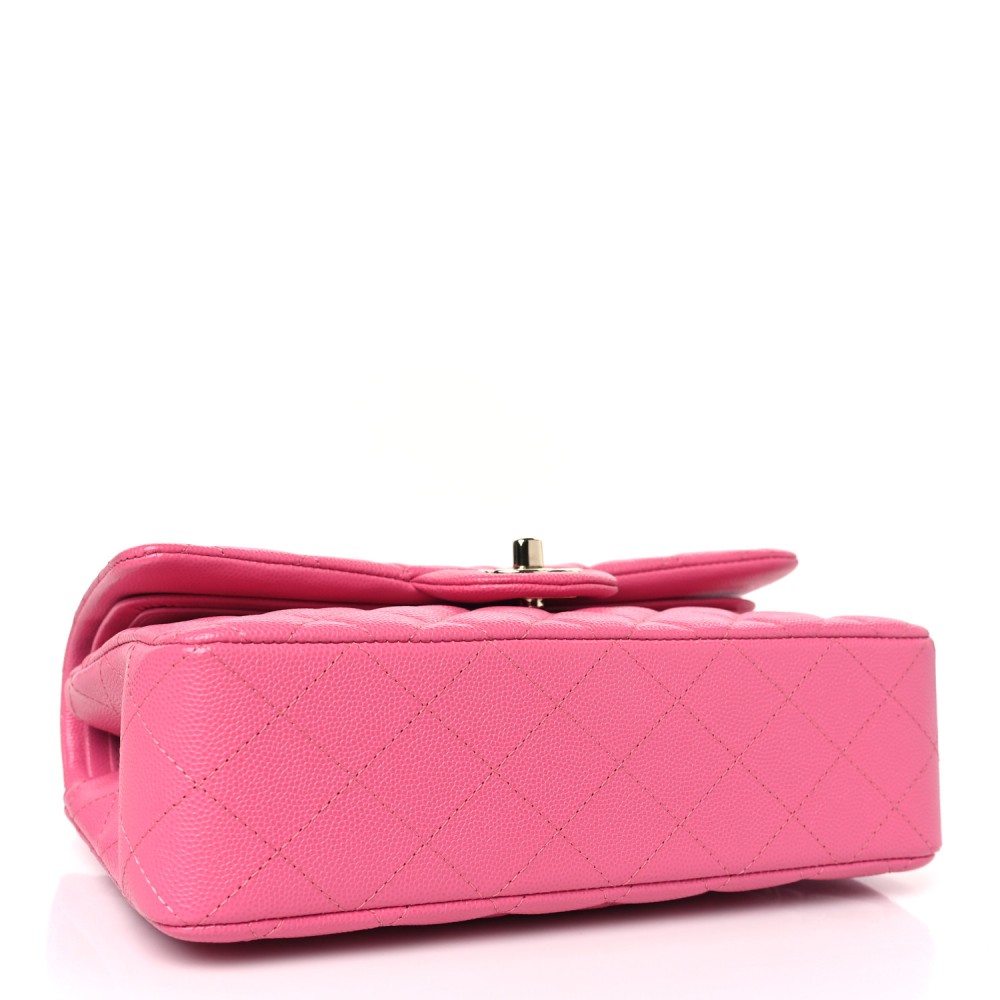 Caviar Quilted Small Double Flap Pink