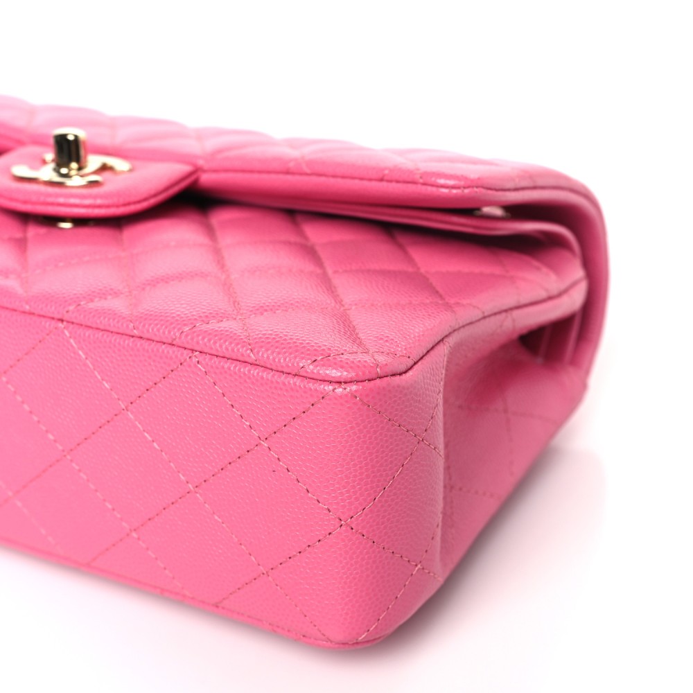 Caviar Quilted Small Double Flap Pink