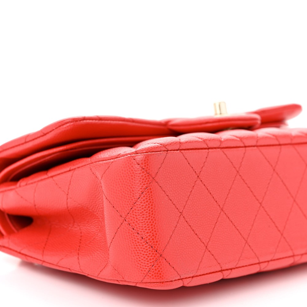 Caviar Quilted Small Double Flap Red