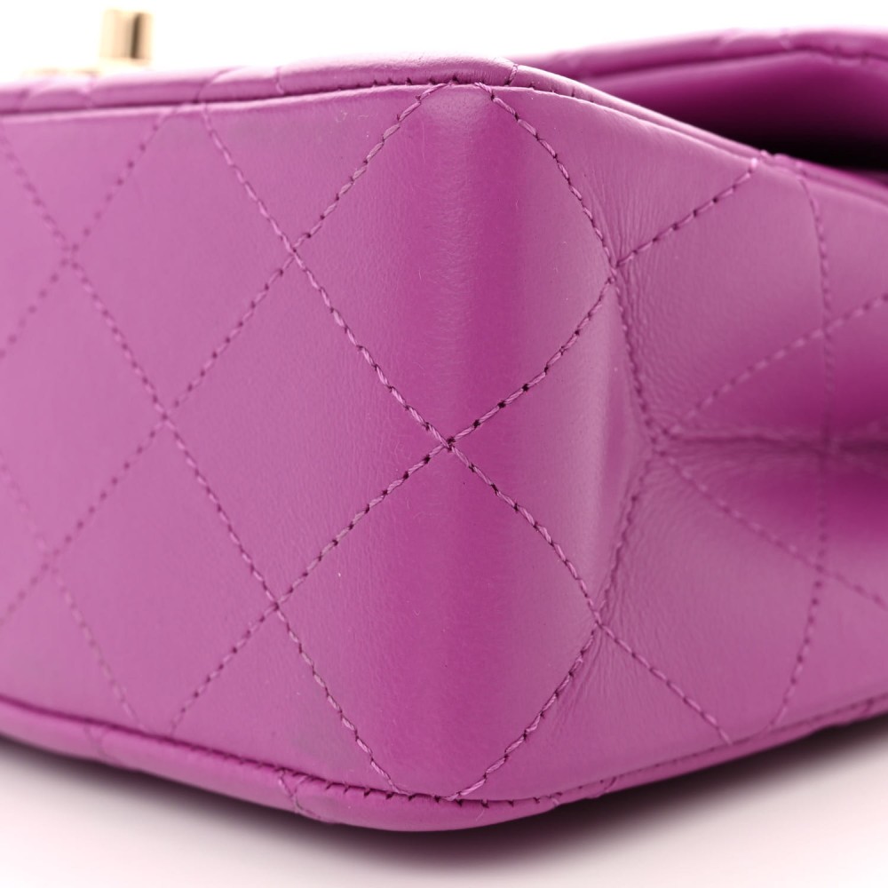 Lambskin Quilted Small Double Flap Purple