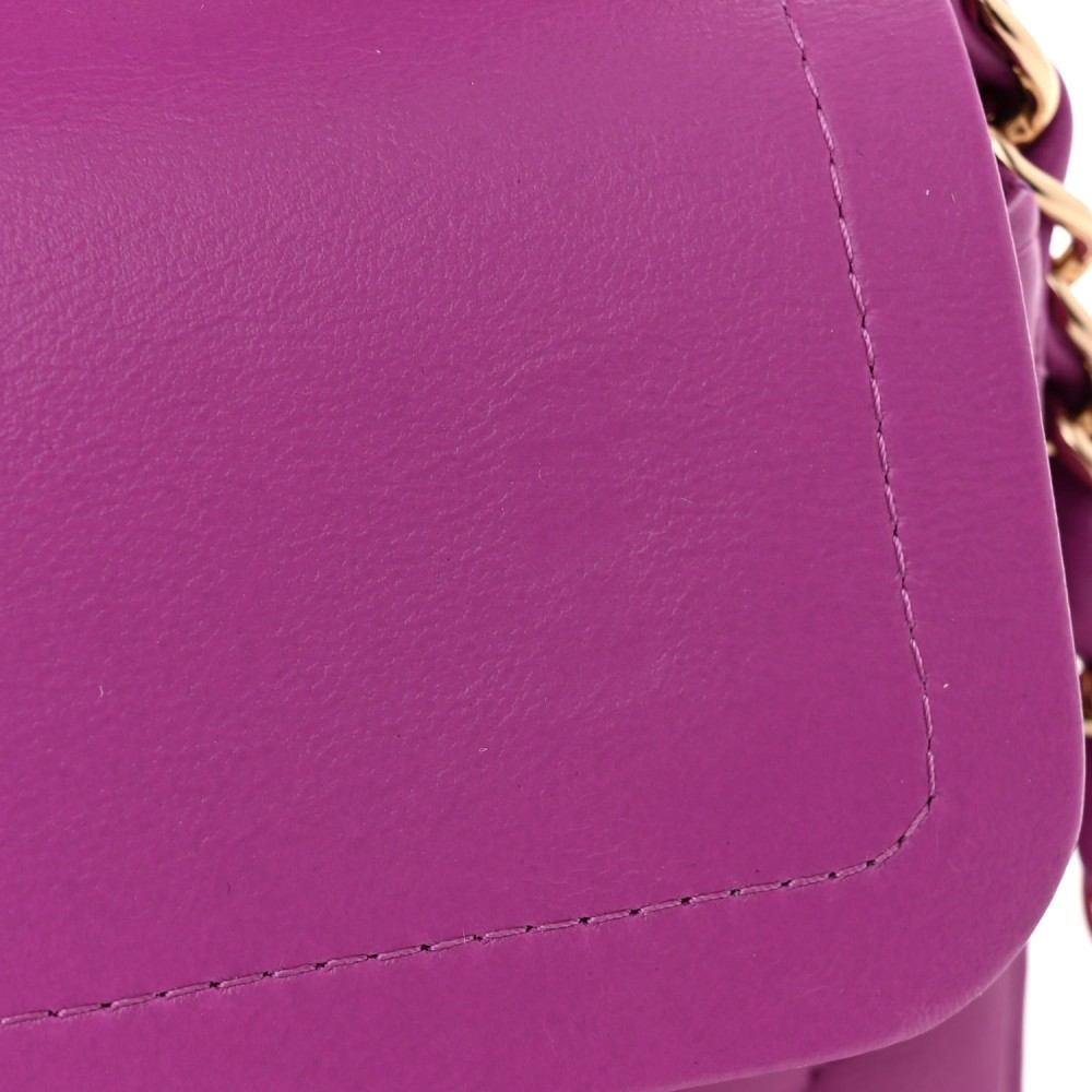 Lambskin Quilted Small Double Flap Purple