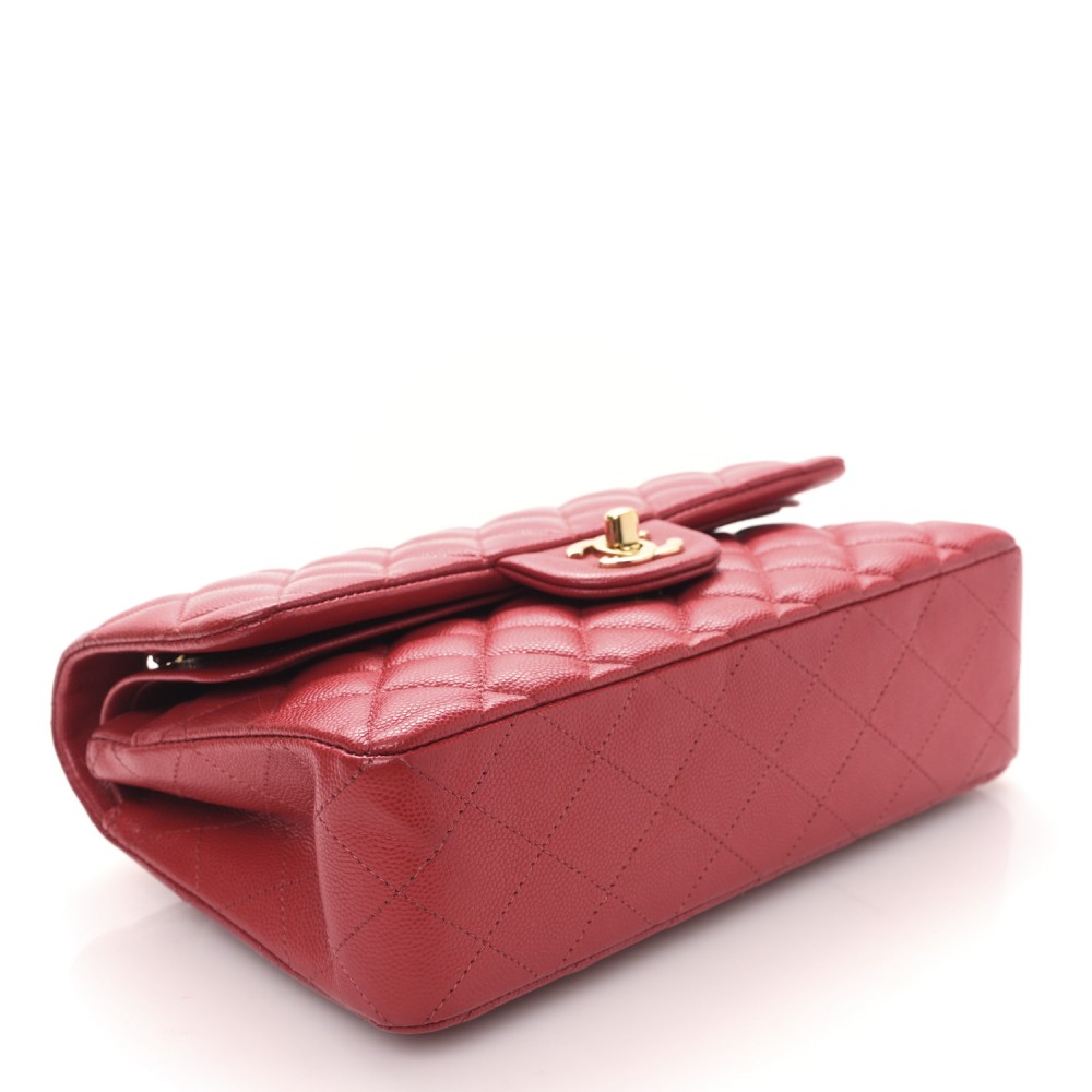 Caviar Quilted Small Double Flap Red