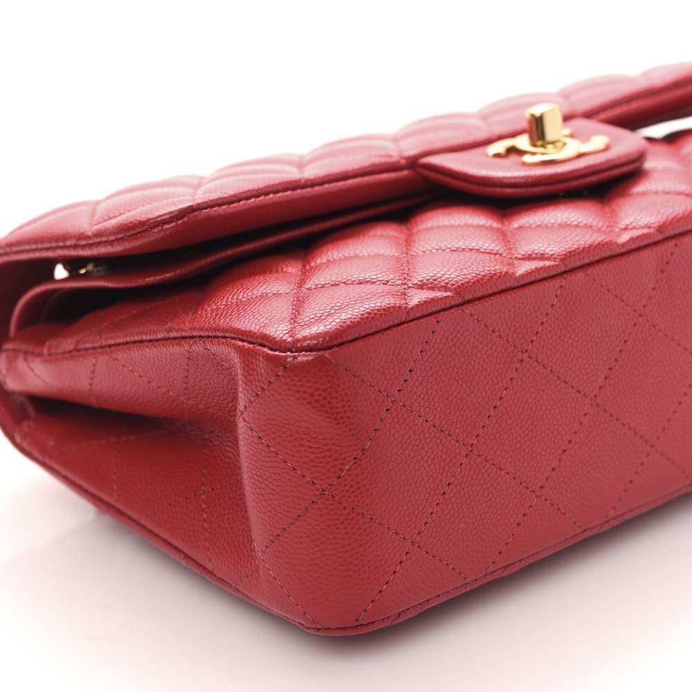 Caviar Quilted Small Double Flap Red