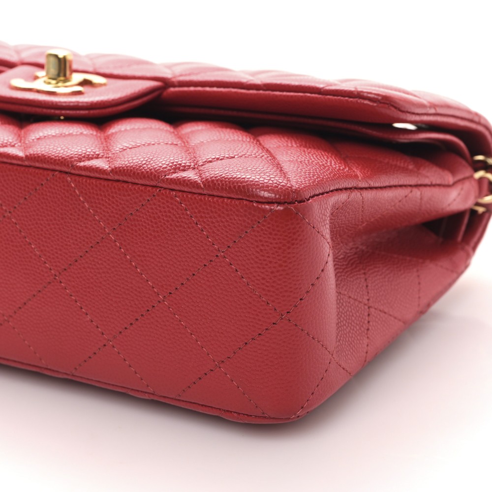 Caviar Quilted Small Double Flap Red