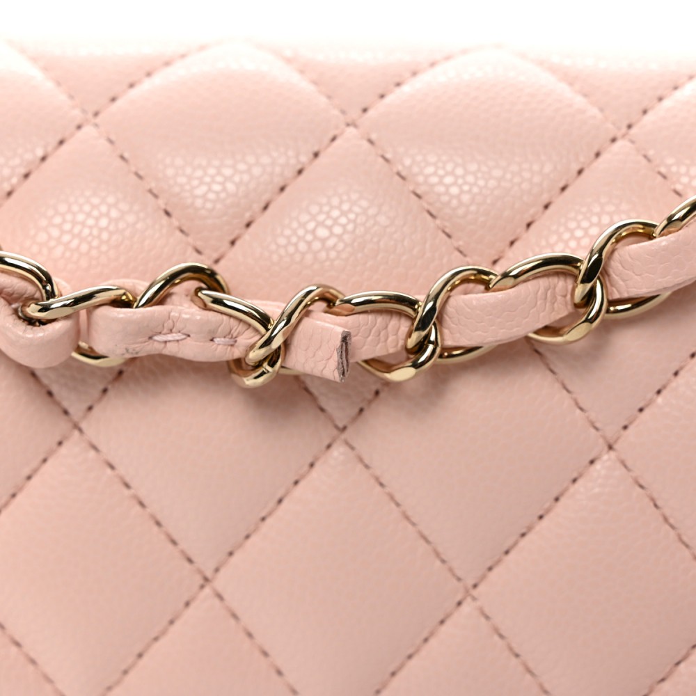 Caviar Quilted Small Double Flap Pink