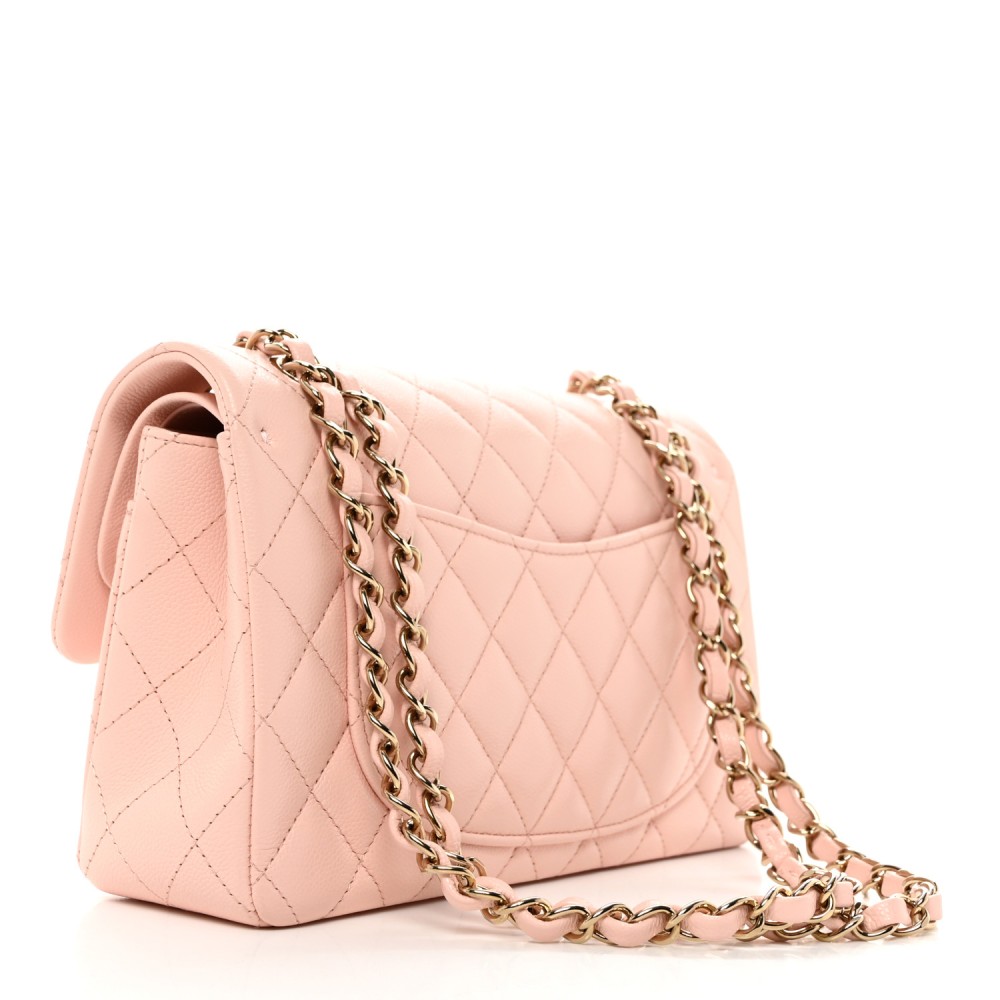 Caviar Quilted Small Double Flap Pink