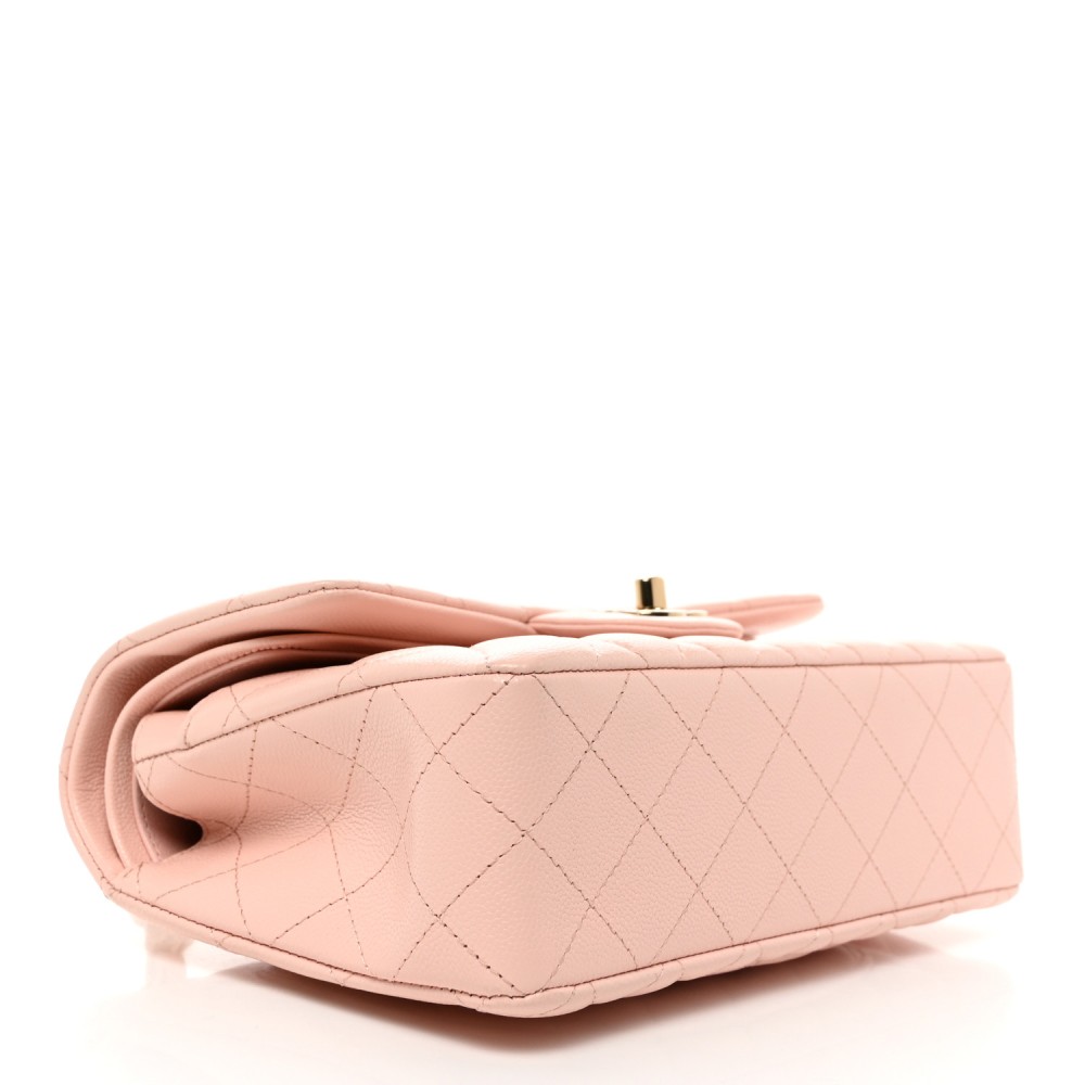 Caviar Quilted Small Double Flap Pink