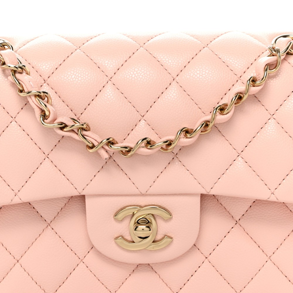 Caviar Quilted Small Double Flap Pink